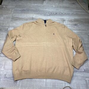 Polo by Ralph Lauren Sweater Mens 4XLT Camel Quarter Zip Mock Neck Big Tall‎
